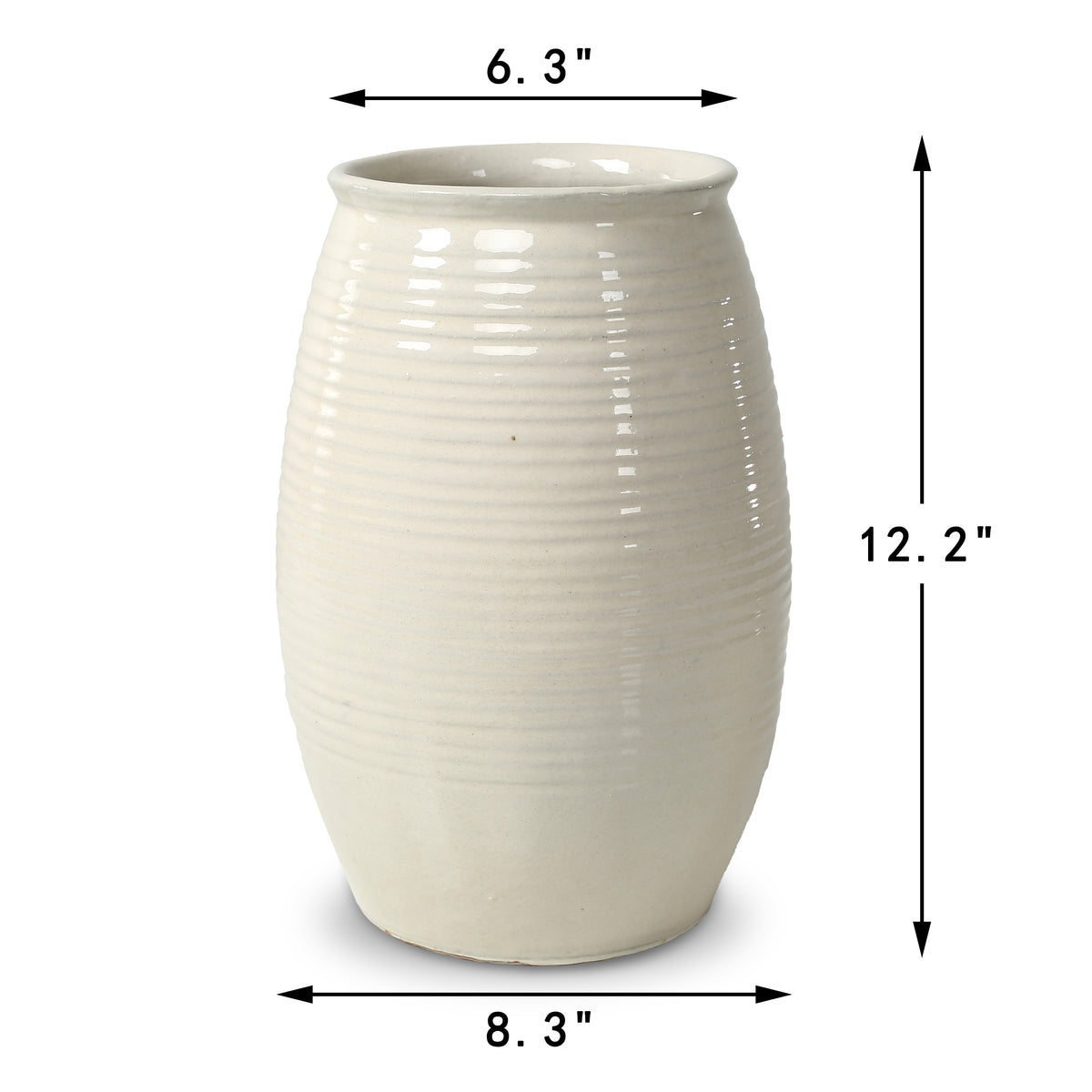 Approx. 12 Inches High Off White Ceramic Coil Pot
