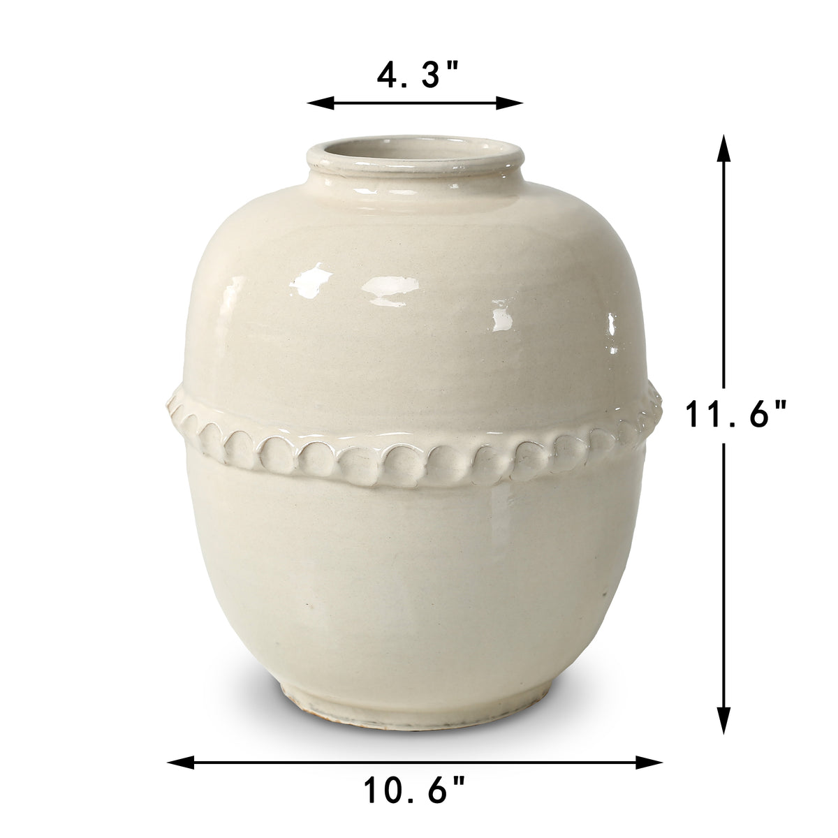 Approx. 12" High Off Whtie Ceramic Vase with Lace Decoration