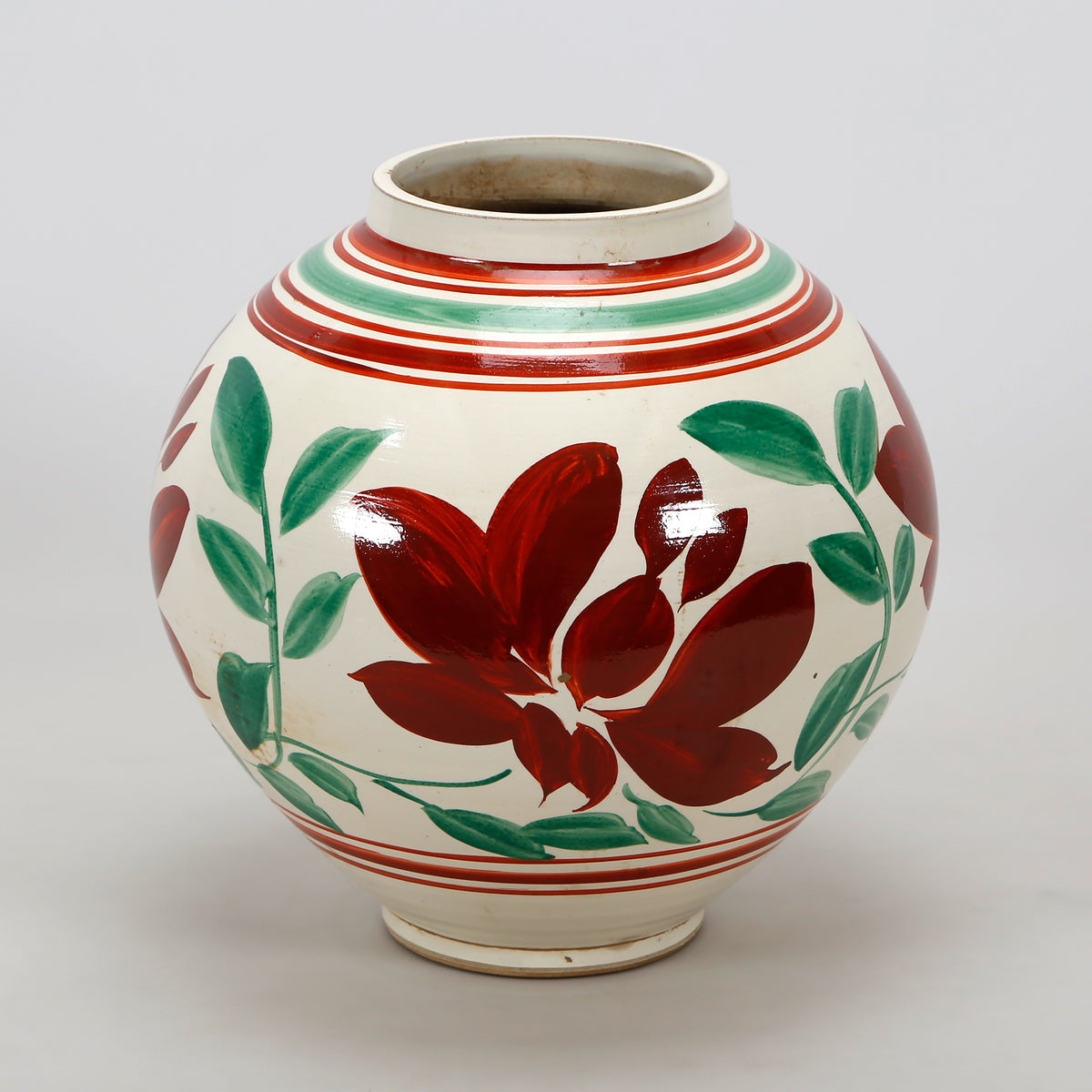 Hand painted Colorful Leaf Motif Round Pot Small
