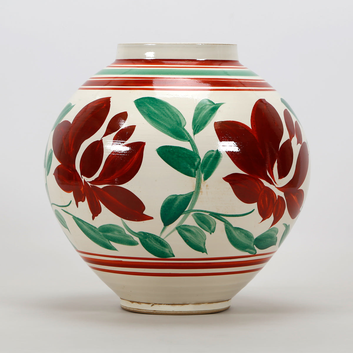 Hand painted Colorful Leaf Motif Round Pot Small