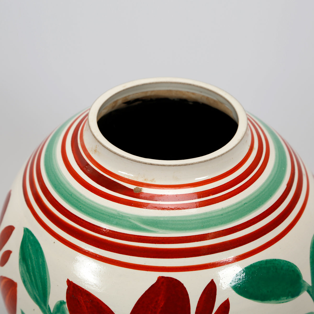 Hand painted Colorful Leaf Motif Round Pot Small