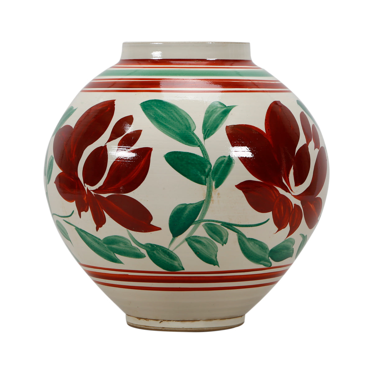 Hand painted Colorful Leaf Motif Round Pot Small