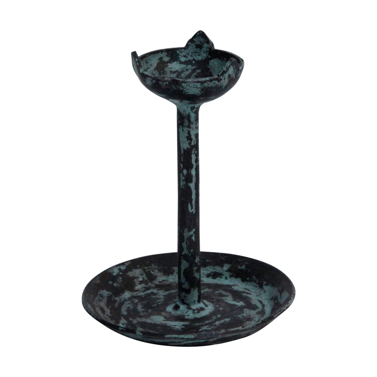 Rustic Iron Candle Holder SMALL - Desktop Style Vintage blue
