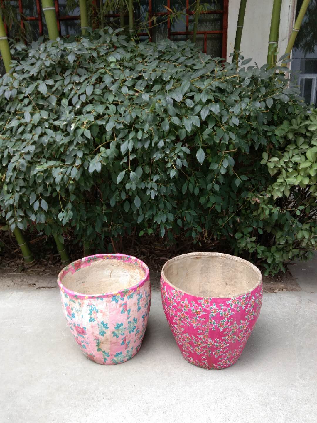 Vintage Paper basket Large Rose Pink(size & color vary)