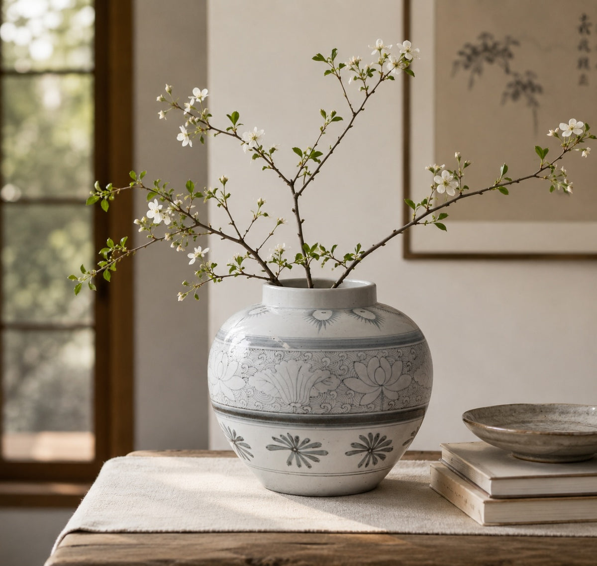 Ming Ming Vase with Lotus Motif 13x13