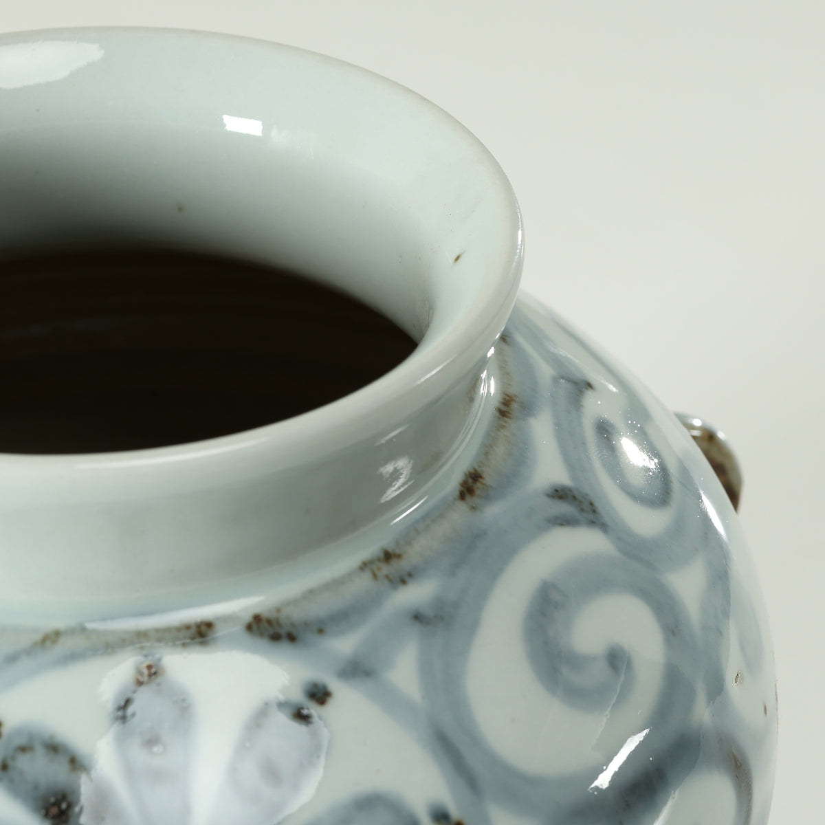 Approx.8 Inches Subtle Blue and White Vase with Two Handles