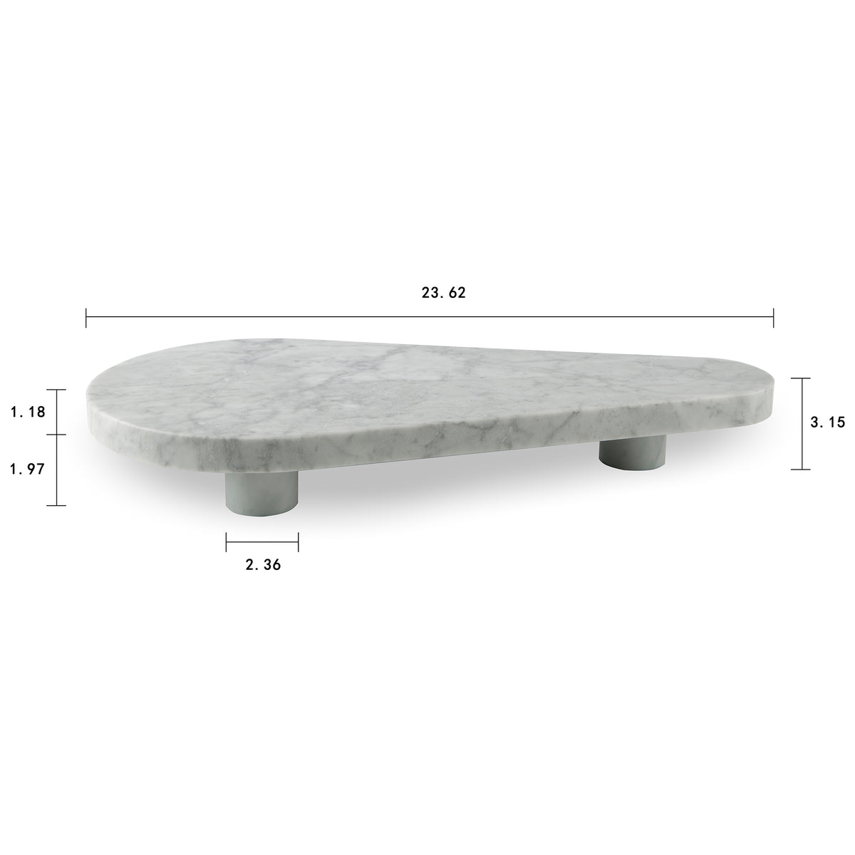 24" Laguna Marble Tray with Three Stand Large