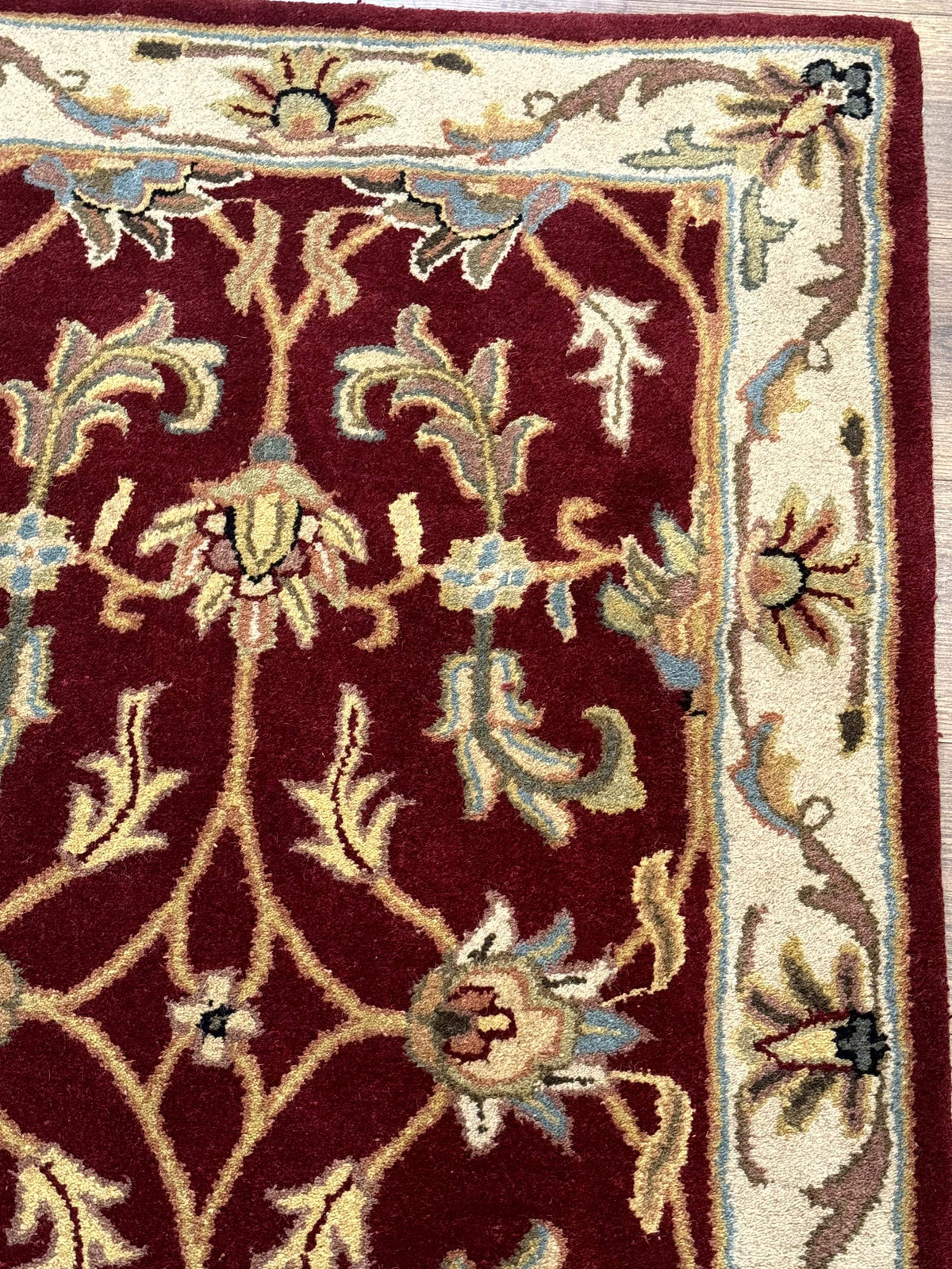 Small Floral Wool Rug 3x5, Safavieh Heritage Collection, Dark Red, Pair B - Jewel Rugs, view 7