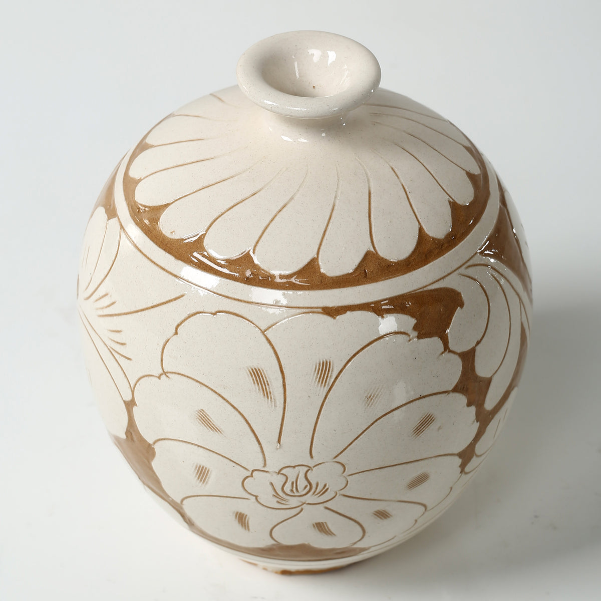 Approx. 8 Inches Amalfi Double Glazed Round Vase with Small Opening (2" Opening)