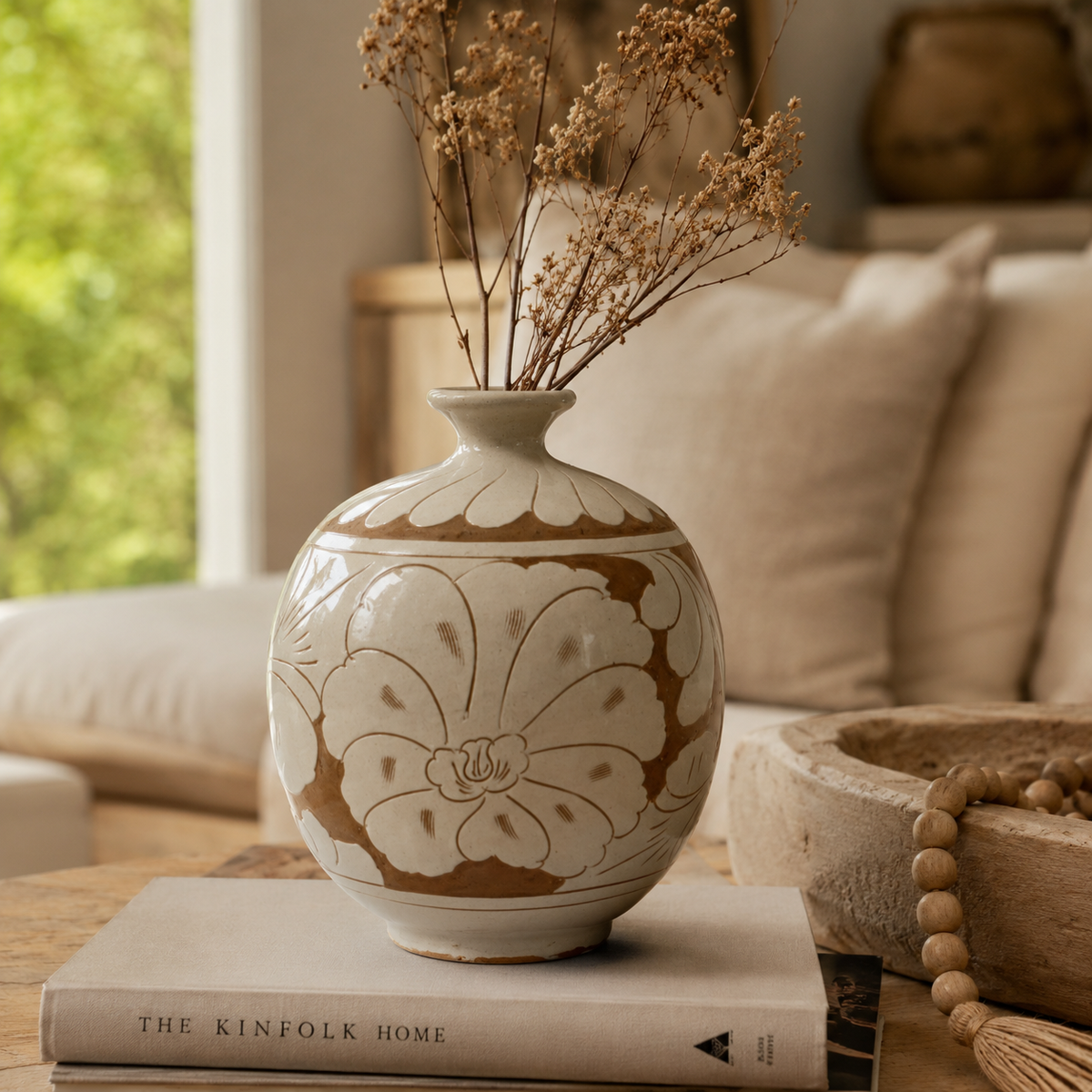 Approx. 8 Inches Amalfi Double Glazed Round Vase with Small Opening (2" Opening)