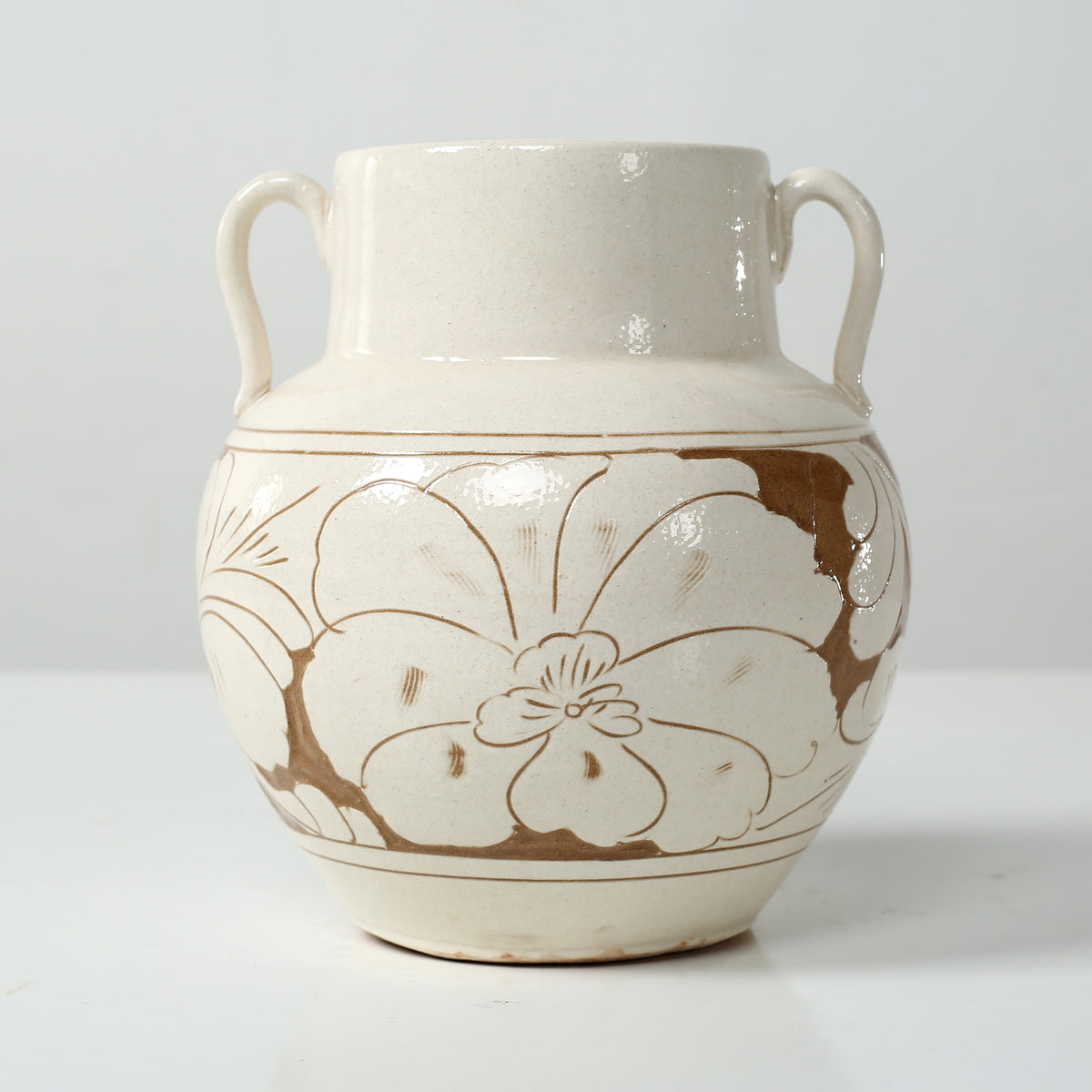 Amalfi double glazed vase with two handles 6x6x7H