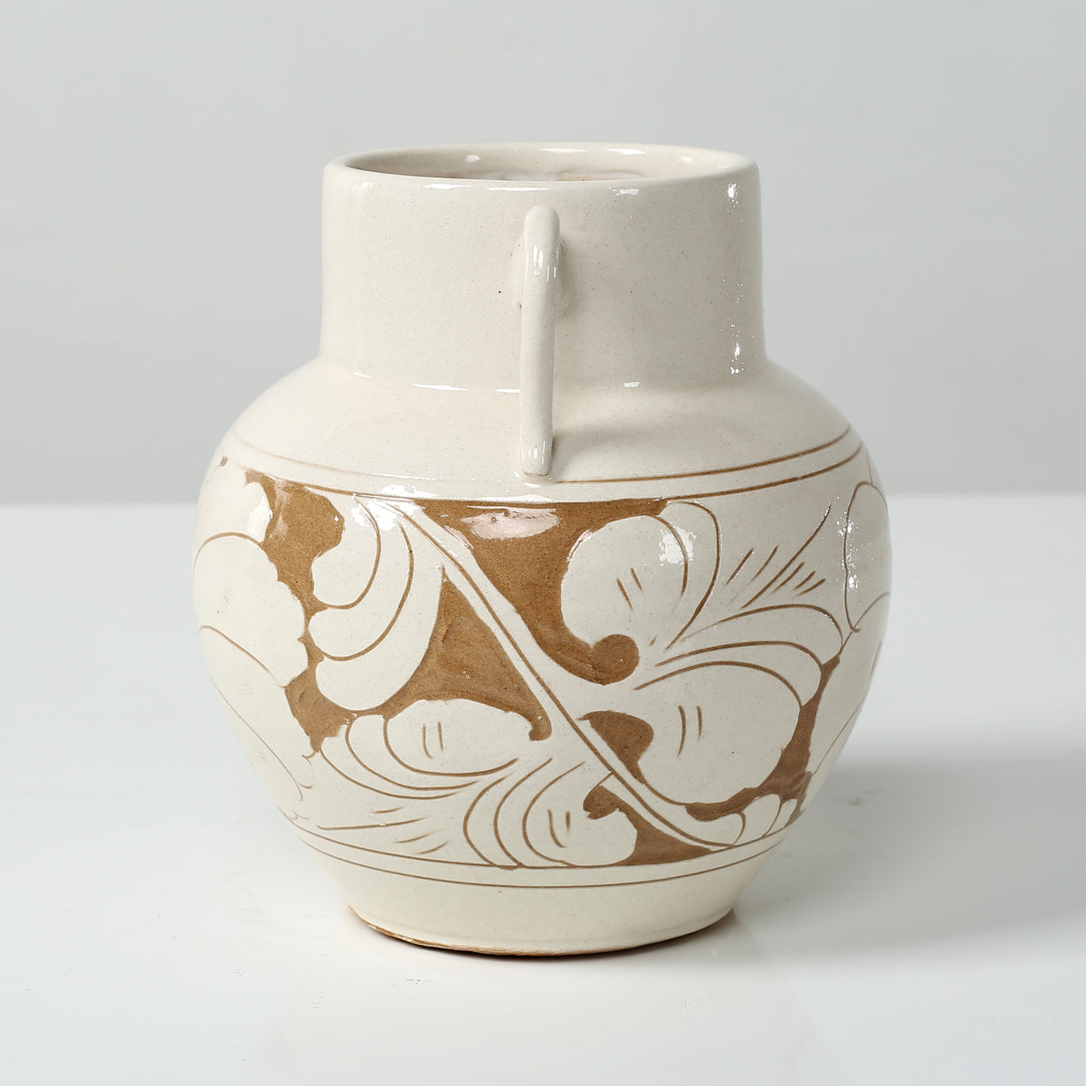 Amalfi double glazed vase with two handles 6x6x7H