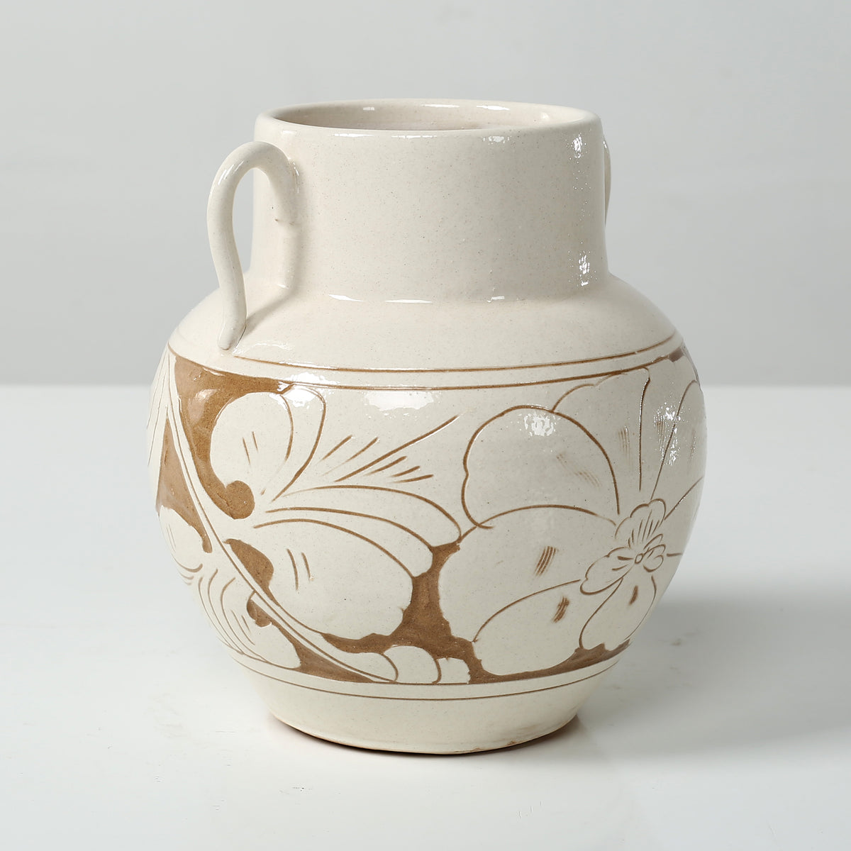 Amalfi double glazed vase with two handles 6x6x7H
