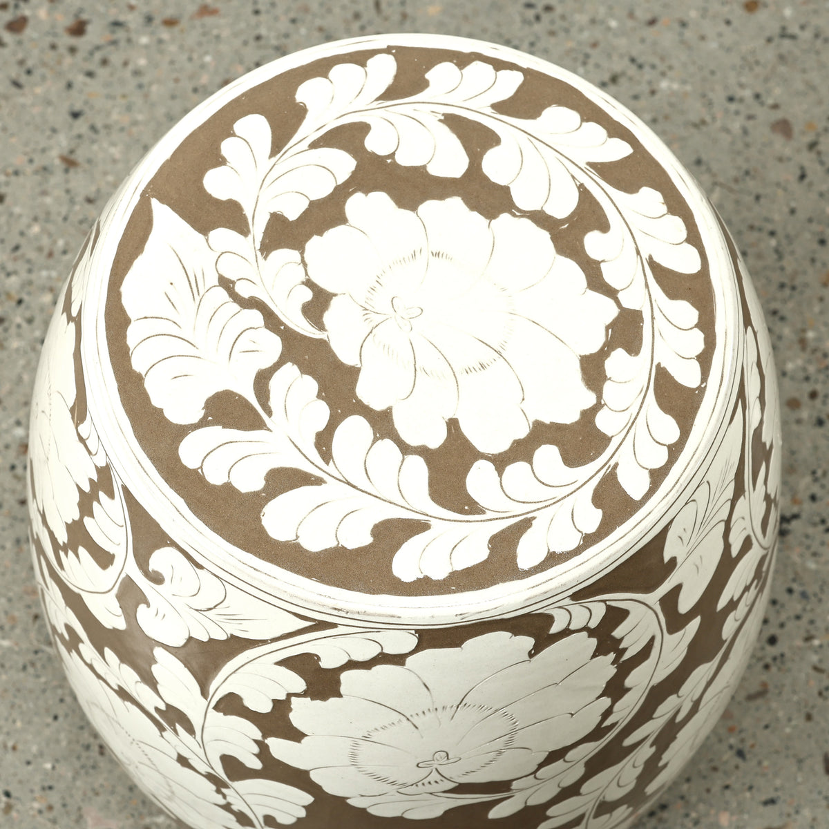 Approx. 18 Inches Amalfi Double Glazed Gardon Stool with Flower Motif