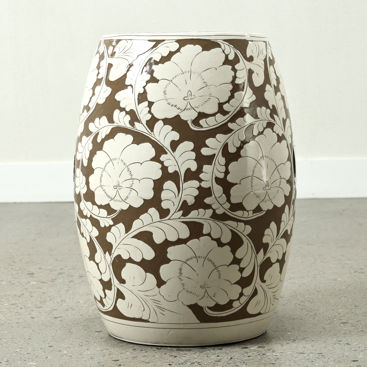 Approx. 18 Inches Amalfi Double Glazed Gardon Stool with Flower Motif