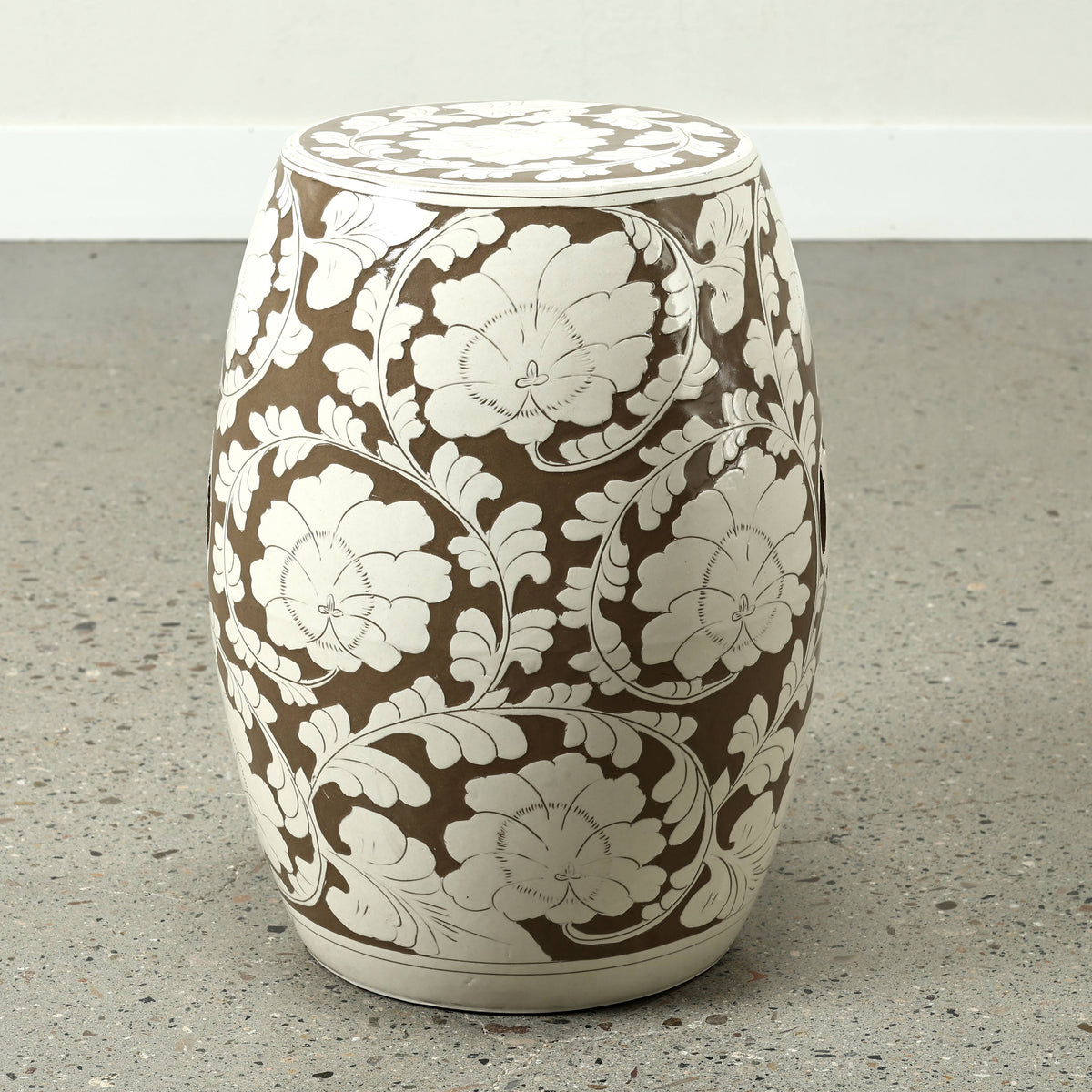 Approx. 18 Inches Amalfi Double Glazed Gardon Stool with Flower Motif