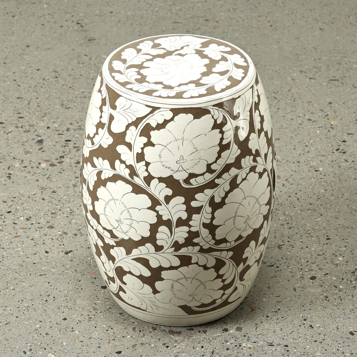 Approx. 18 Inches Amalfi Double Glazed Gardon Stool with Flower Motif
