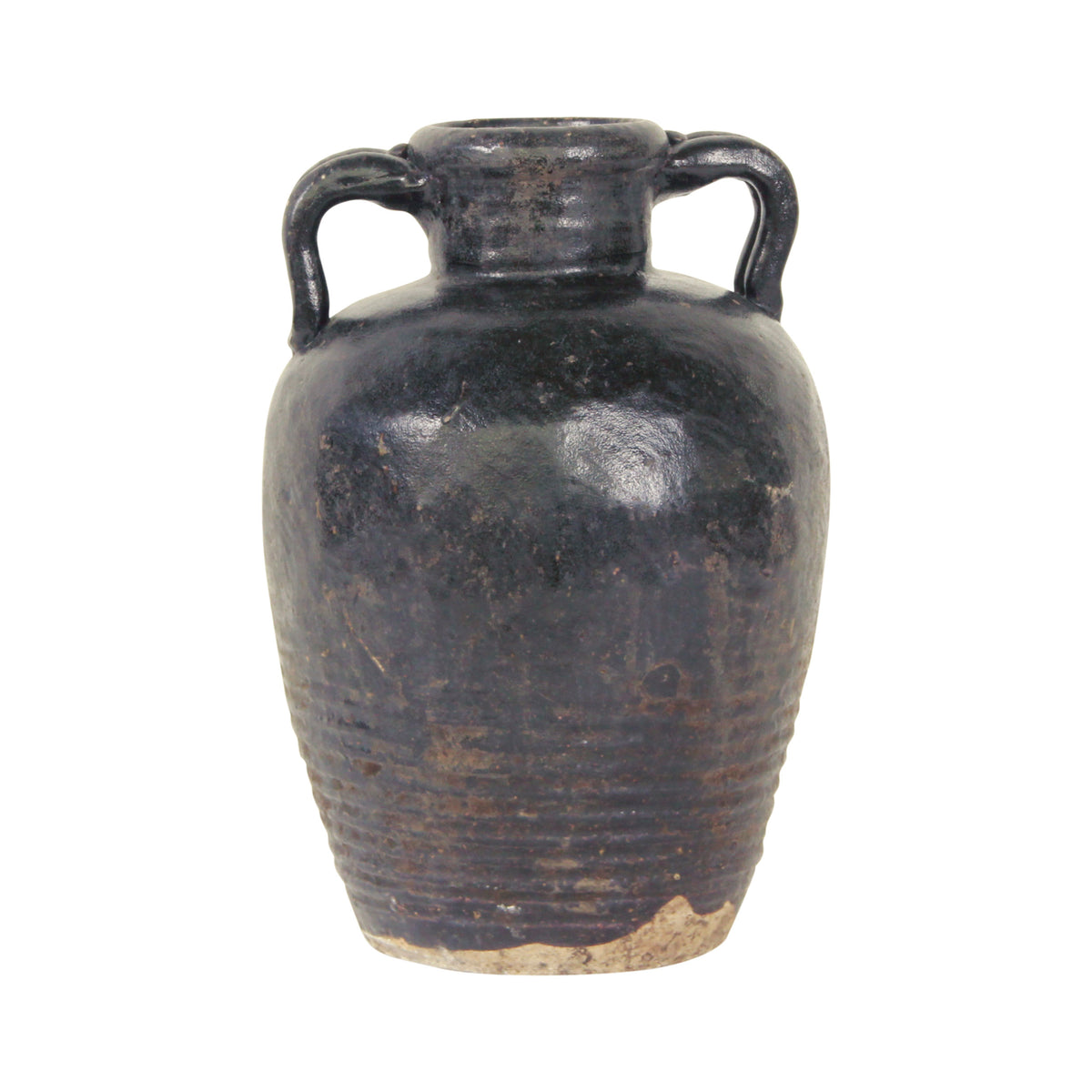 Vintage black glazed earthenware wine jar size vary Approx 17-19 inches