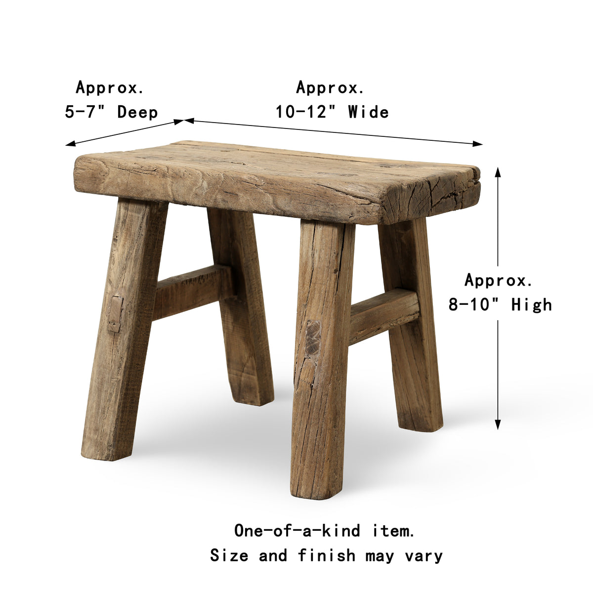 Vintage Mini Stool Weathered Natural (Approx 10-12" wide, 5-7" deep,8-10" high)