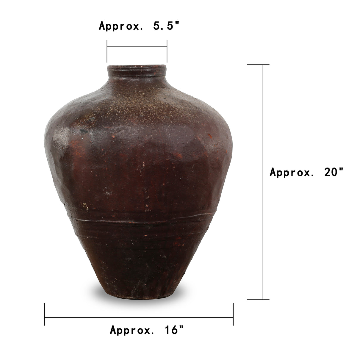 Approx. 20"H Vintage Wine Jar Distressed Chestnut Tone (size and color vary)
