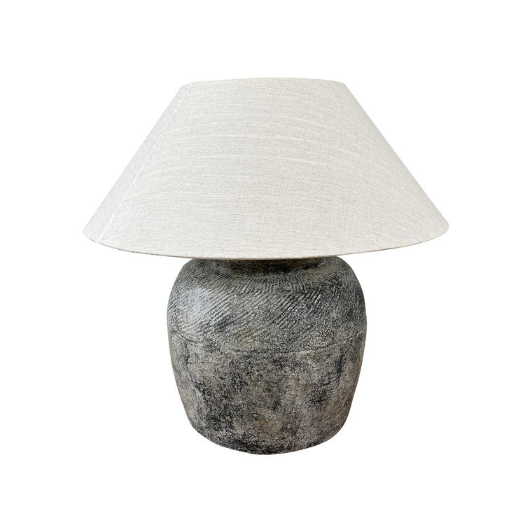 Approx.21 Inch High Rustic Vintage Sandstone Table Lamp with Beige Lamp Shade image 3
