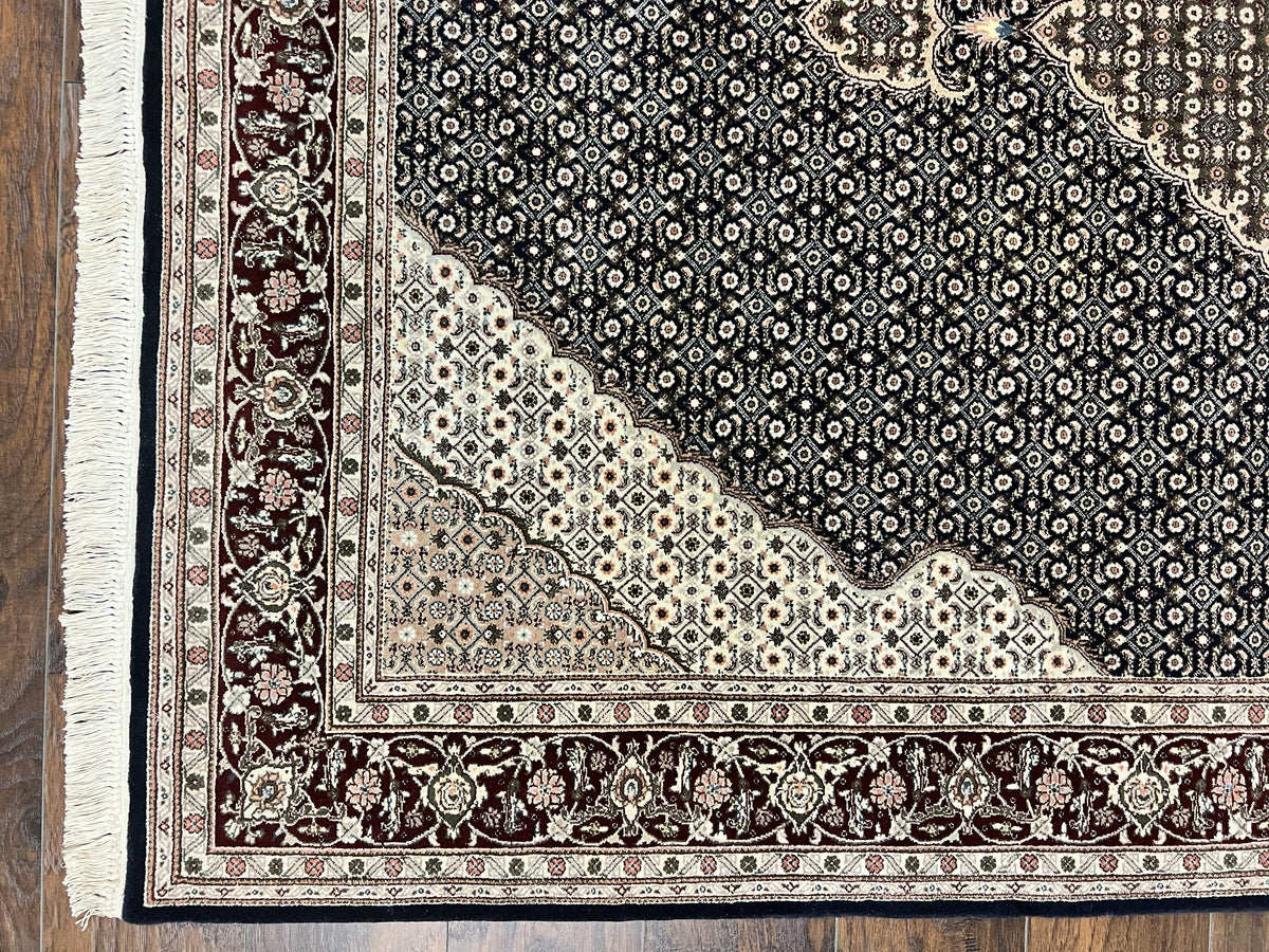 Sino Persian Rug 6x9, Herati Pattern, Vintage Handmade Hand Knotted Wool Oriental Carpet, Fine 6 x 9 Rug, Traditional Rug, Dark Blue Rug - Jewel Rugs, view 8