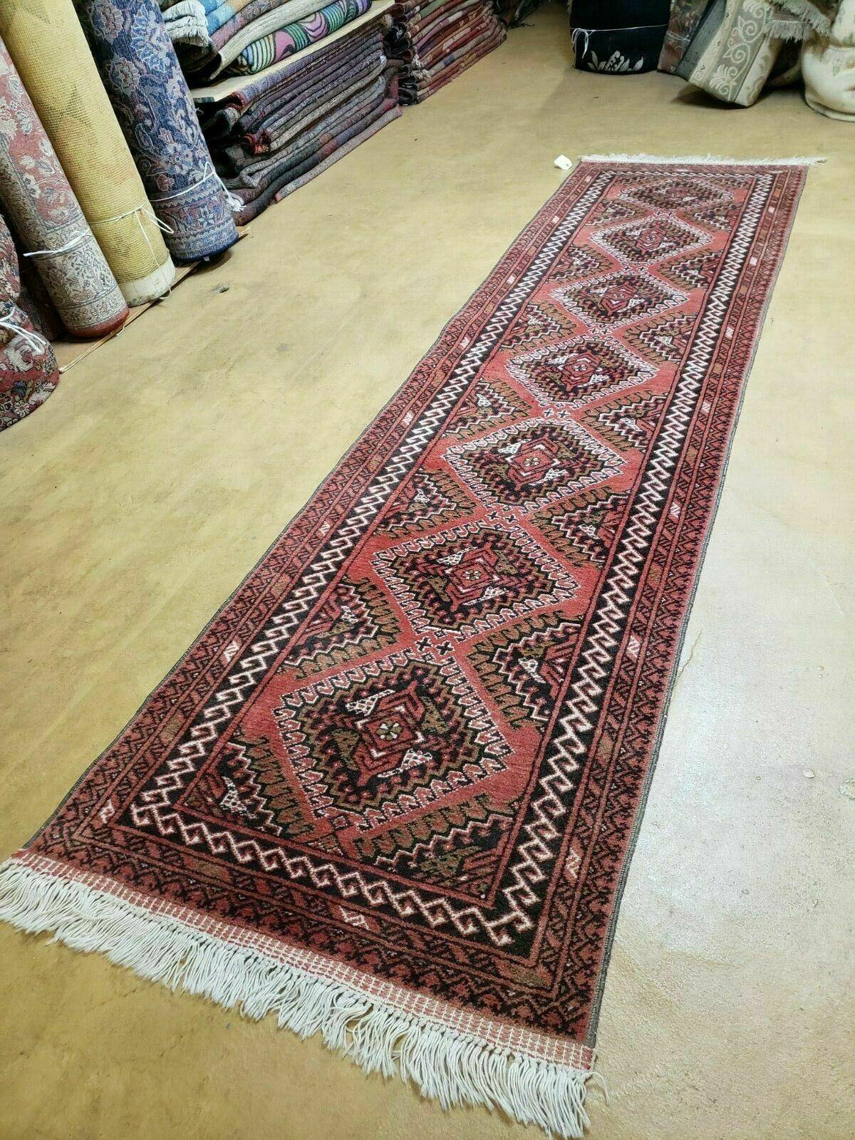 2' 5" X 9' Vintage Handmade Bokhara Red Turkoman Pakistani Wool Runner Rug Organic - Jewel Rugs, view 13