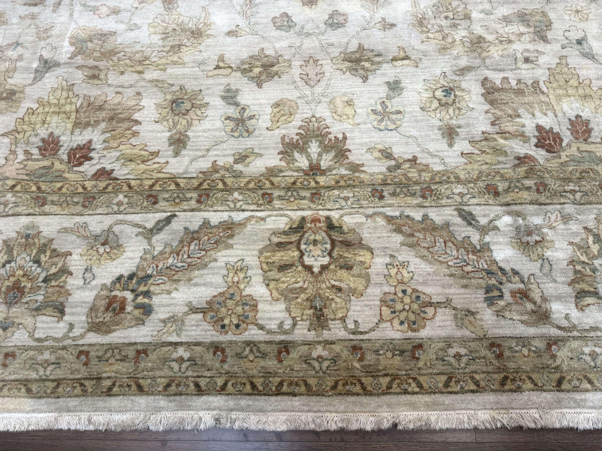 Palace Size Rug 12x15, Neutral Light Colors, Oat, Peshawar Chobi Oushak Rug, Handmade Wool Rug - Jewel Rugs, view 6