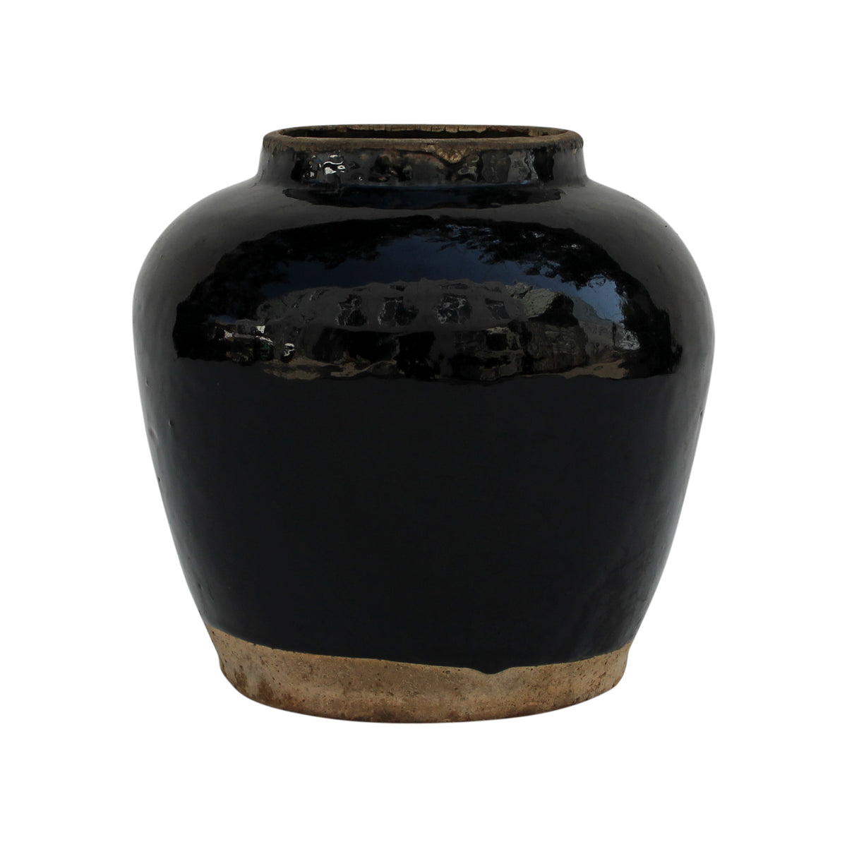 Glazed obsidian large vase with unfinished base Vintage