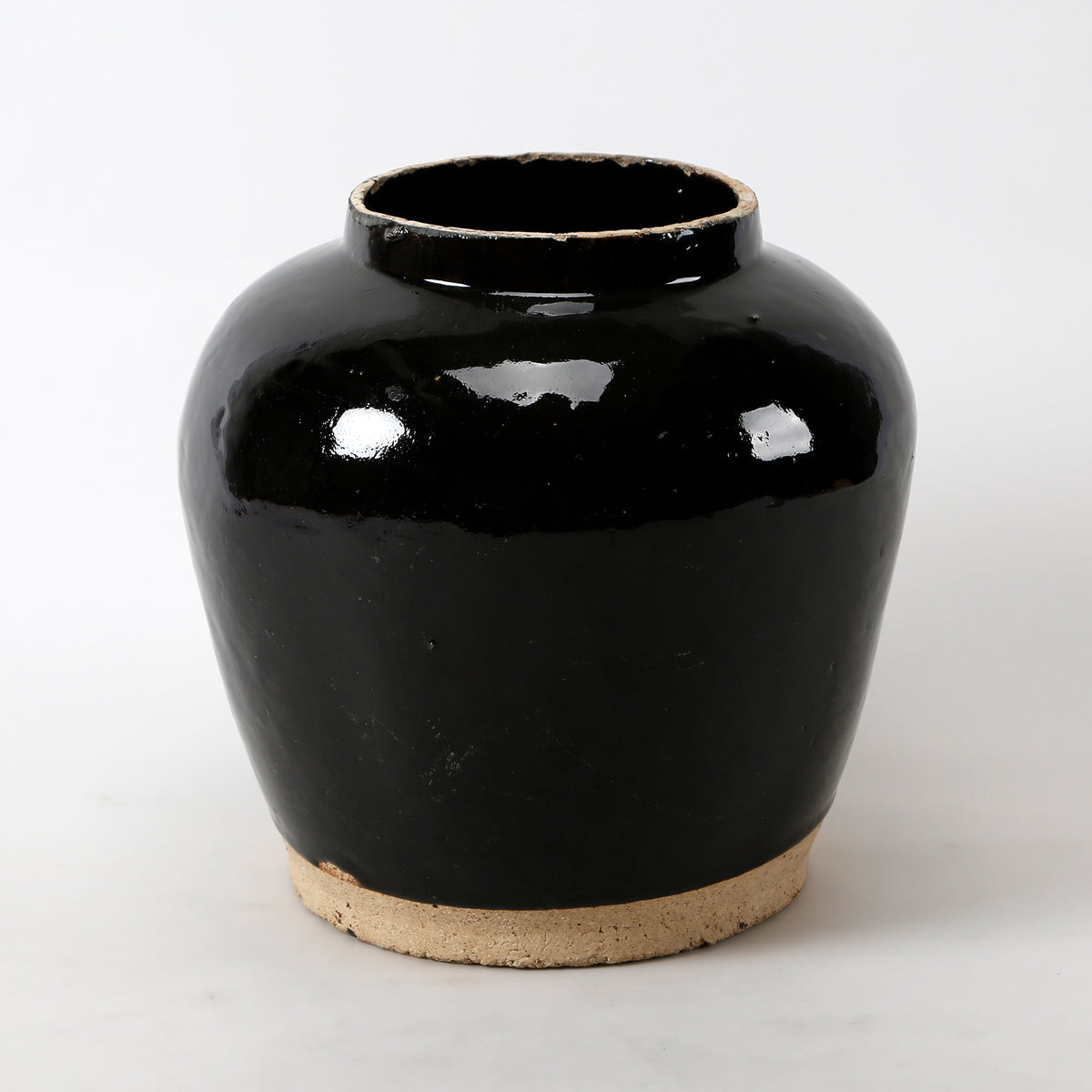 Glazed obsidian small vase with unfinished base Vintage