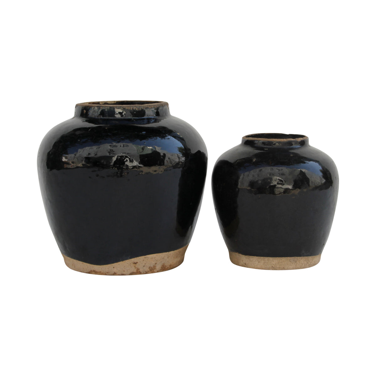 Glazed obsidian large vase with unfinished base Vintage