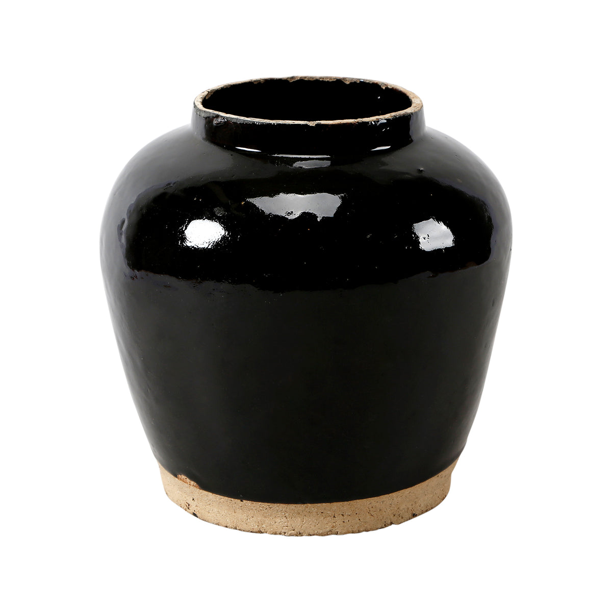 Glazed obsidian small vase with unfinished base Vintage