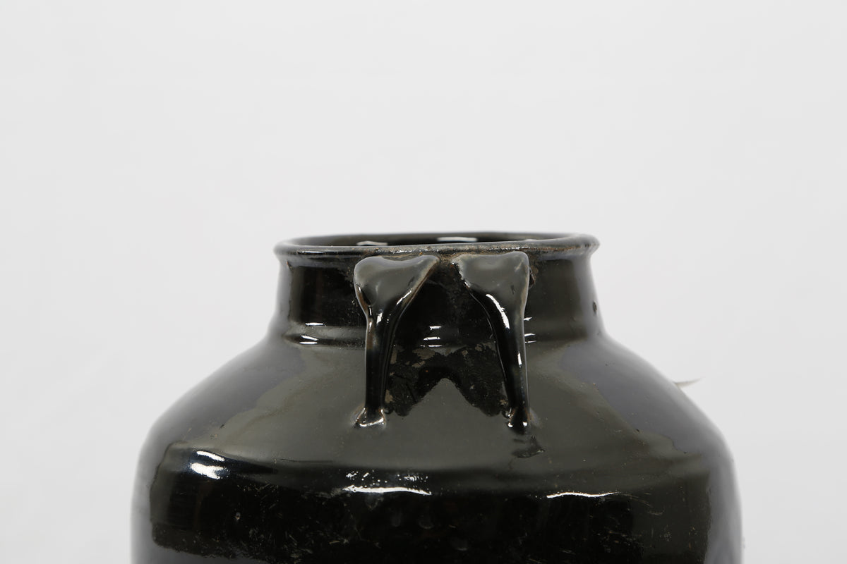 Vintage Black Jar With Handles Large size vary