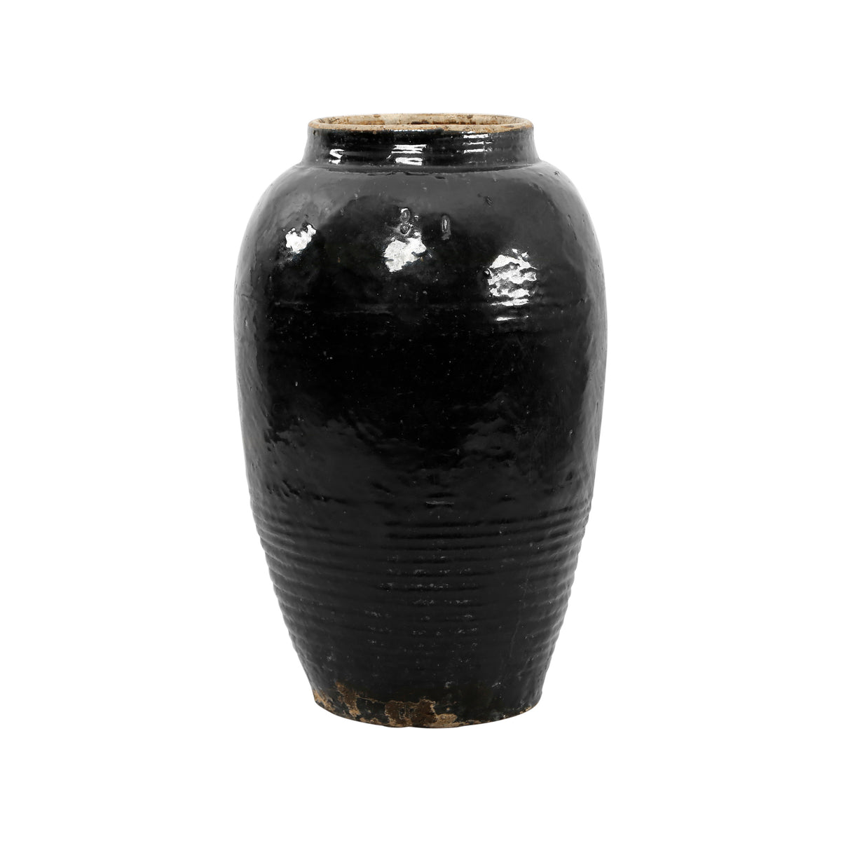 22"-25" Vintage Black Glazed Jar (size & color vary)