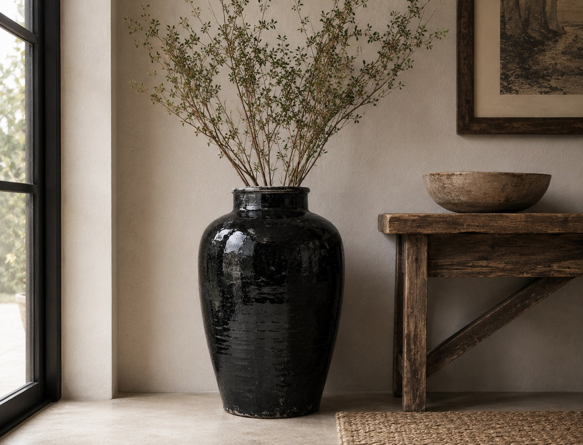25"-30"Vintage Black Glazed Wine Jar(Size vary)