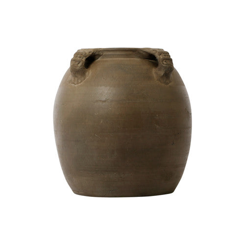 Vintage Charcoal Gray Pottery Jar with Four Handles (size and color vary) image 2