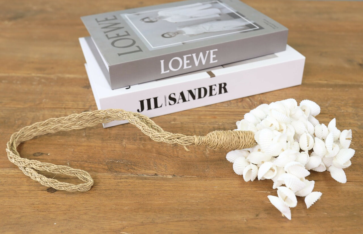 24" Long White Shell Ball Tassels