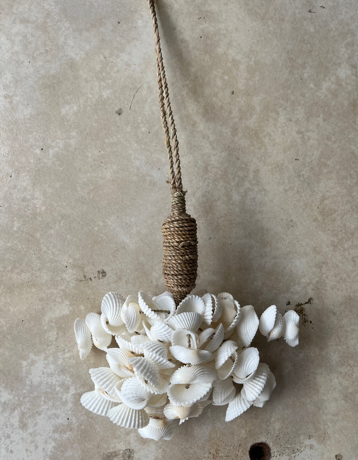 24" Long White Shell Ball Tassels