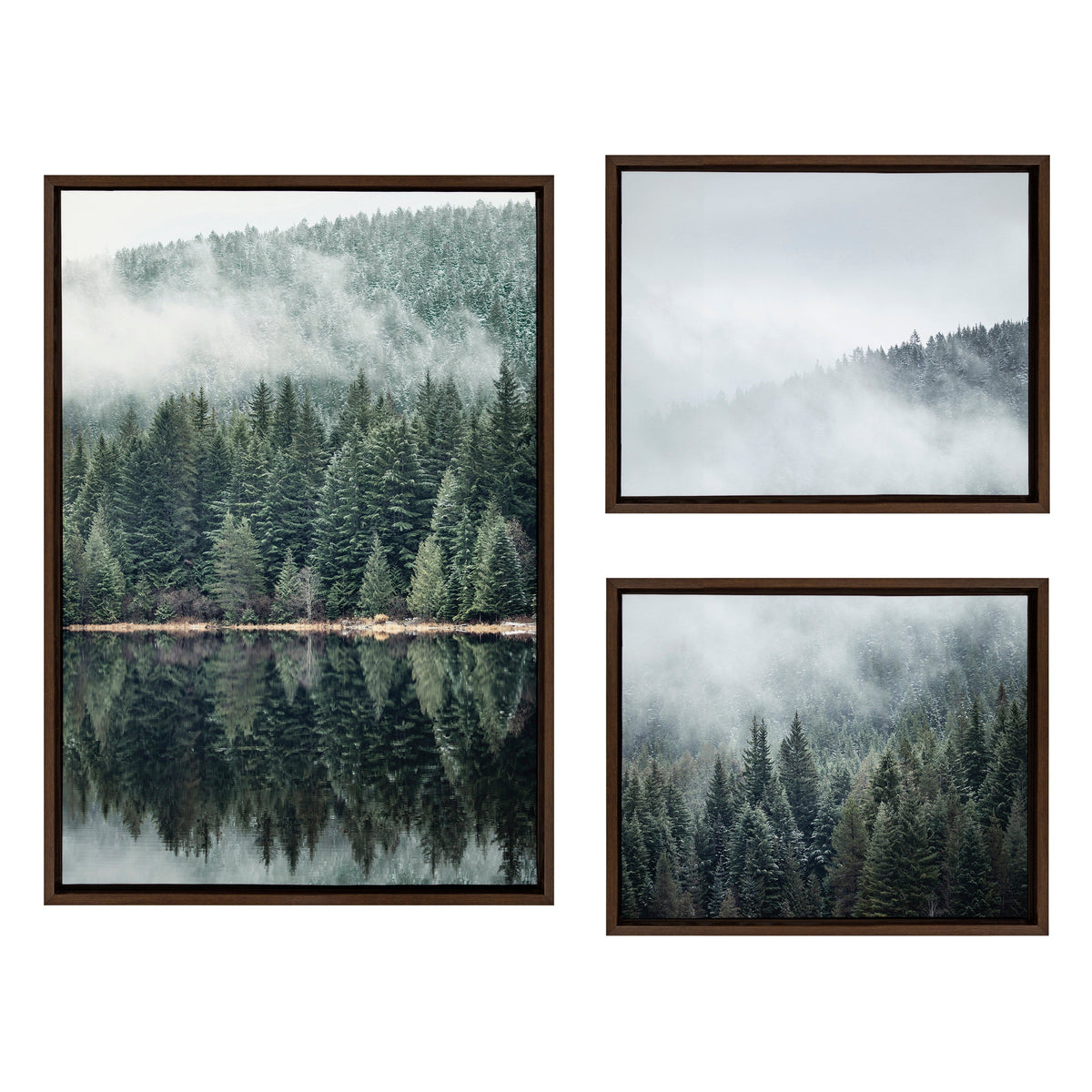 Sylvie Evergreen Reflections in Fog Framed Canvas Art Set by Emiko and Mark Franzen of F2Images