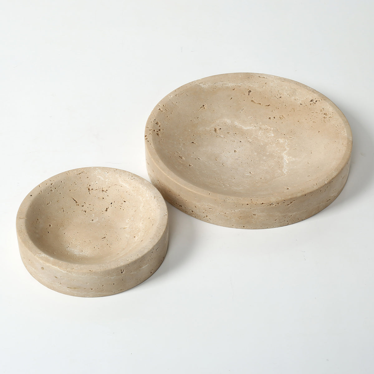 Set of 2 Decorative Bowl Natural Travertine Stone (8" and 12" Dia)