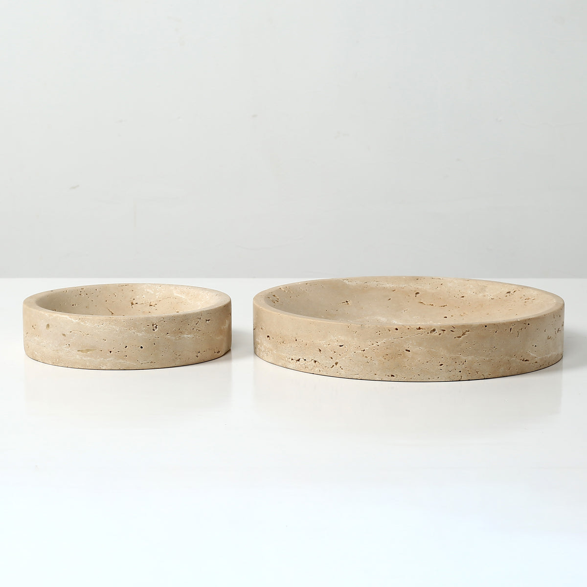 Set of 2 Decorative Bowl Natural Travertine Stone (8" and 12" Dia)