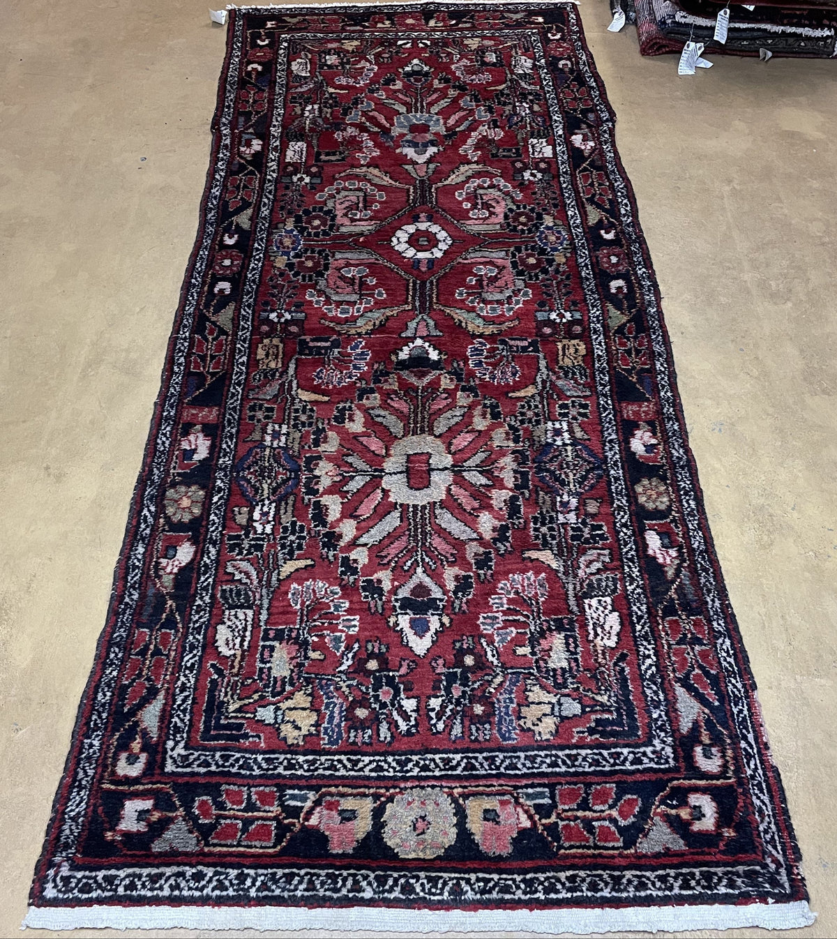 Antique Persian Hamadan Runner Rug 3.4 x 9, Red, Handmade Wool Runner - Jewel Rugs
