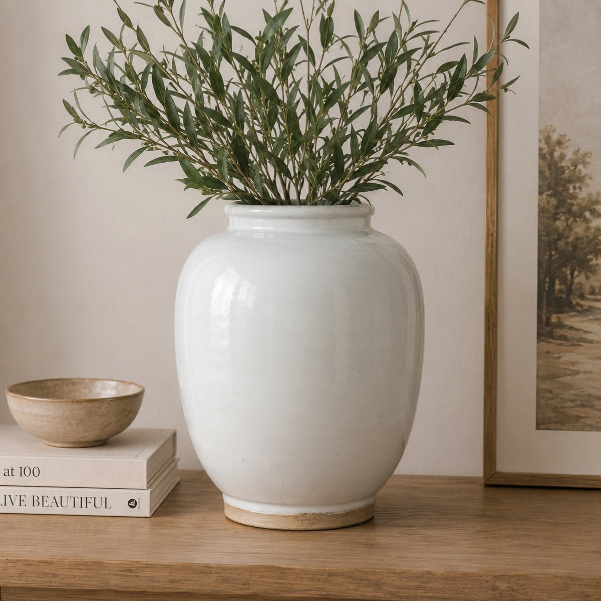 14" High Clara Vase with Unglazed Base