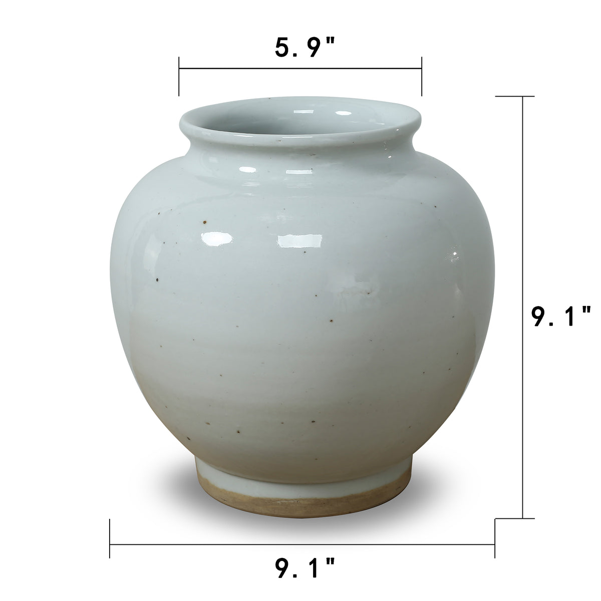 9" Wide Clara Round Vase with Unglazed Base