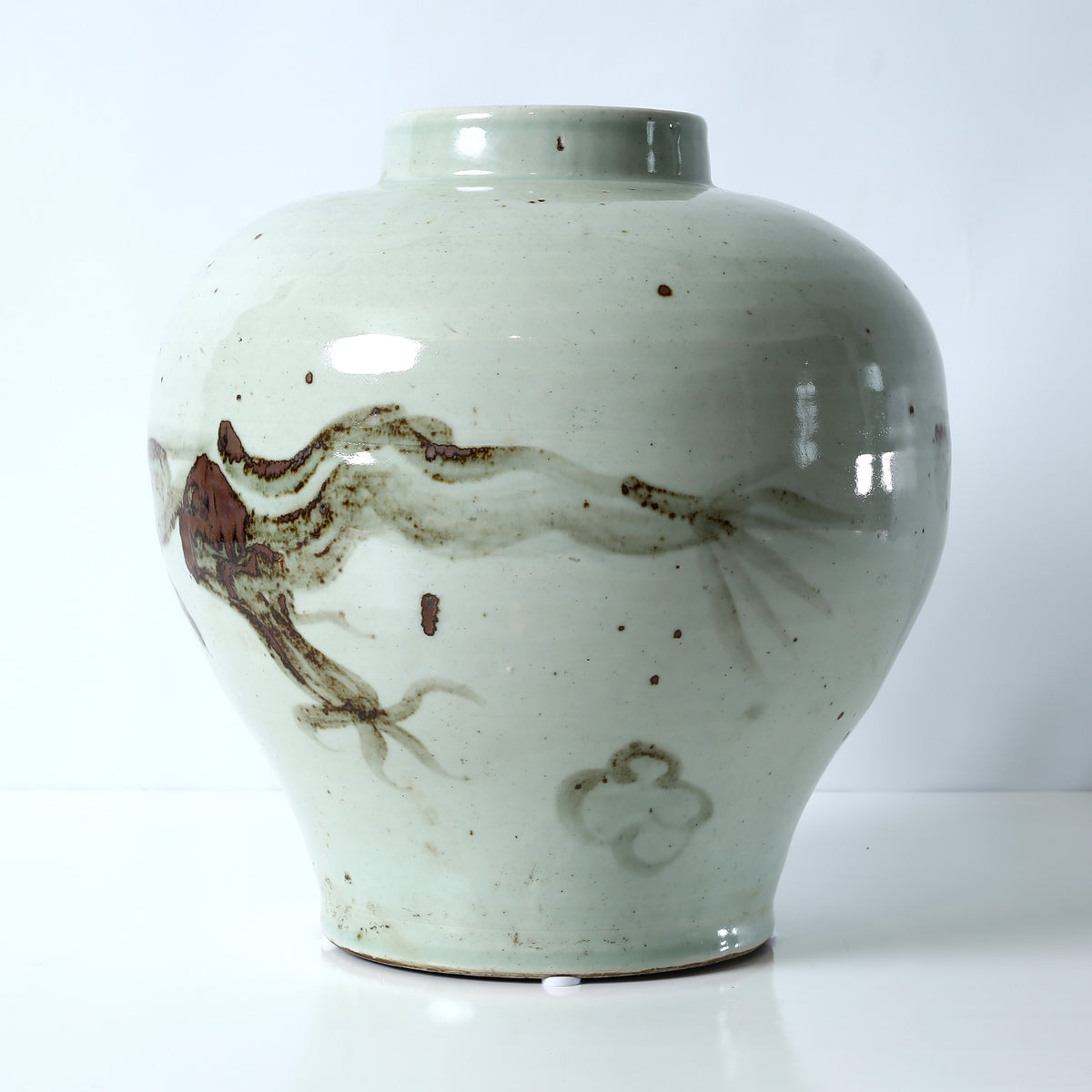 Approx. 13" High Gray and White Vase with Dragon Motif
