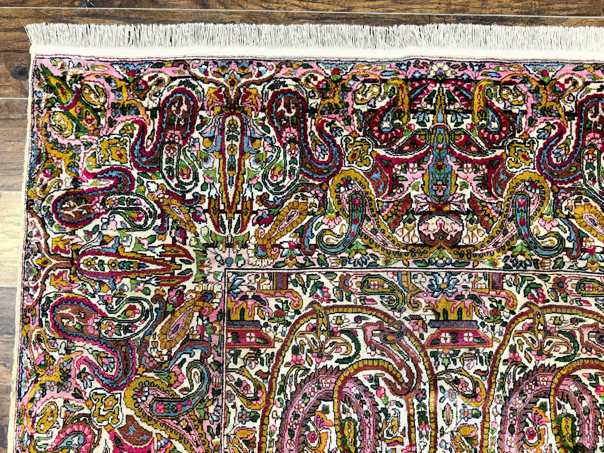 Rare Antique Persian Kerman Lavar Rug 9x12, Boteh Paisley Design - Jewel Rugs, view 7