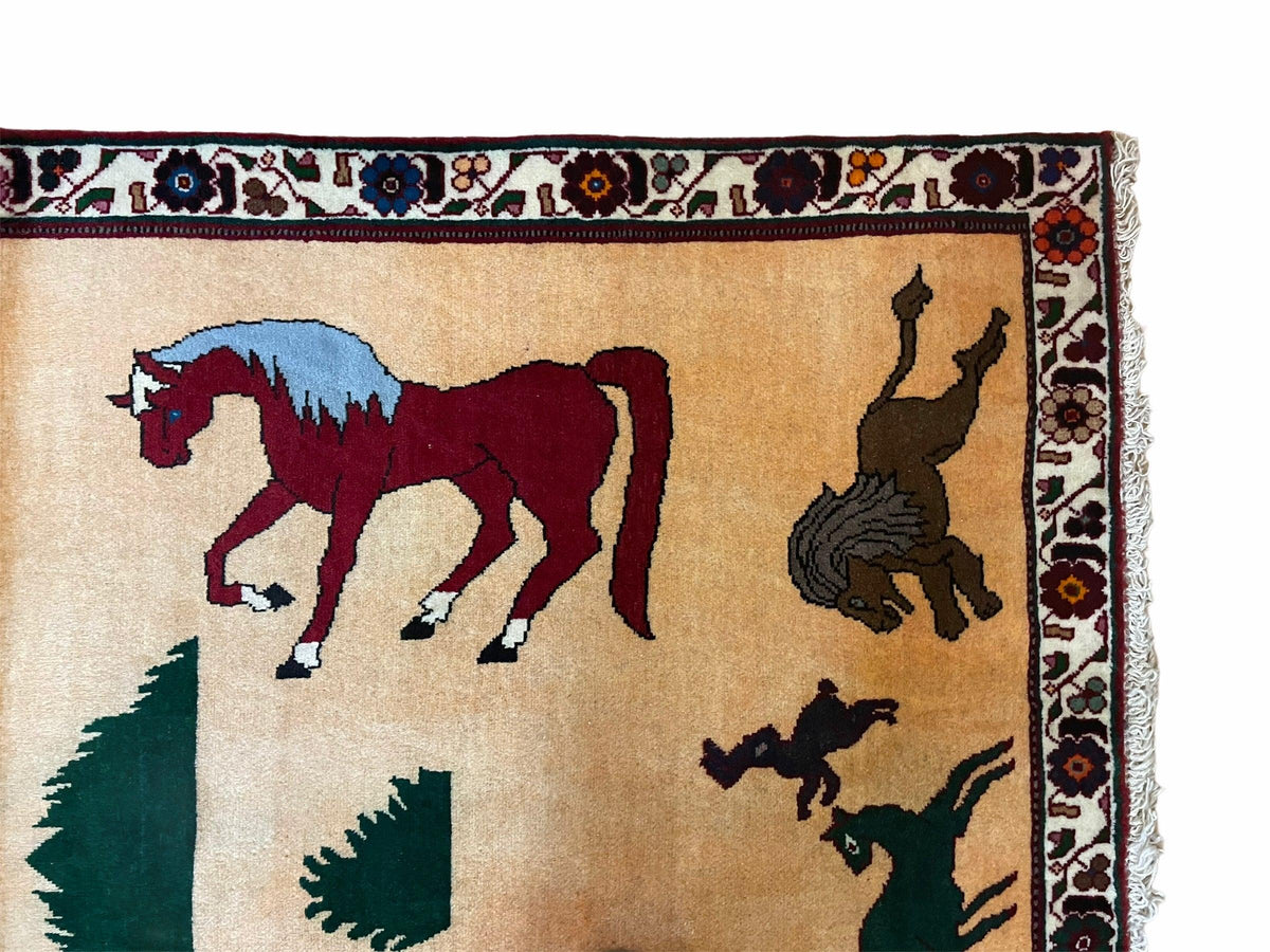 4x6 Rug Handmade Zagros Quality Wool Horses Tribal Hand-Knotted Rug Veggie Dye - Jewel Rugs, view 5