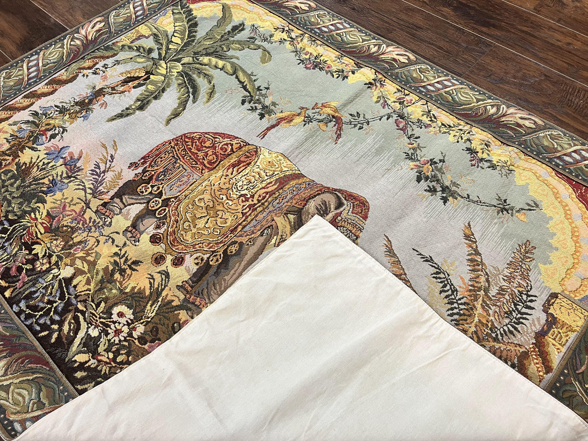 Vintage Tapestry 4 x 5.6, Adorned Elephant Pictorial - Jewel Rugs, view 10