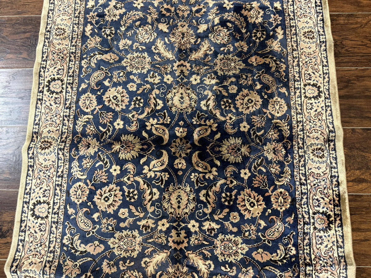 Vintage Art Silk Rug 3x4, Traditional Oriental Persian Design Rug, Belgium Power Loomed Rug, Navy Blue - Jewel Rugs, view 5