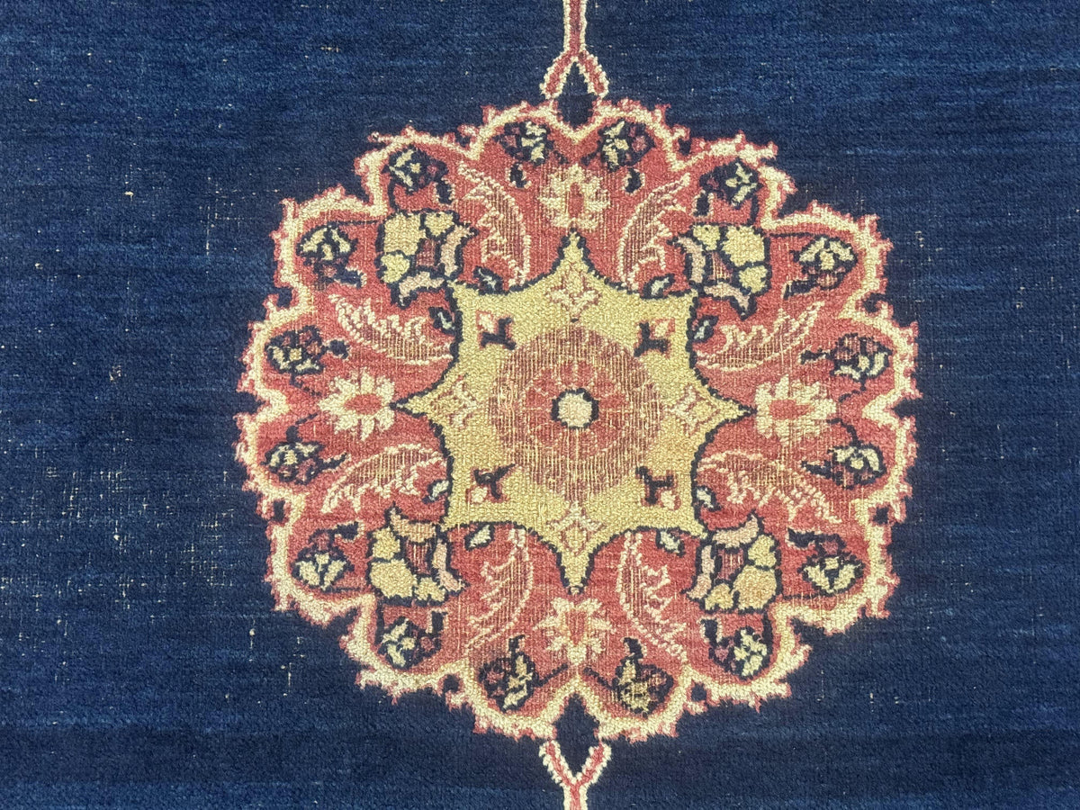 Antique Persian Mashad Rug 4x6, Semi Open Field, Navy Blue, Lion Pictorials, Triple Medallion, Dorokhsh Rug - Jewel Rugs, view 5